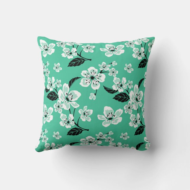 COJÍN DECORATIVO FLOR DE CEREZO - SAKURA (MENTA) (Reverso)