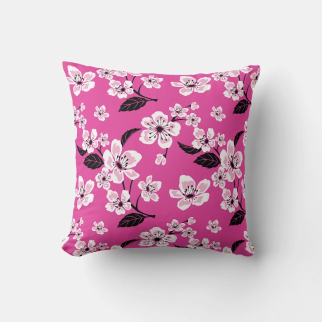COJÍN DECORATIVO FLOR DE CEREZO - SAKURA (ROSA) (Anverso)
