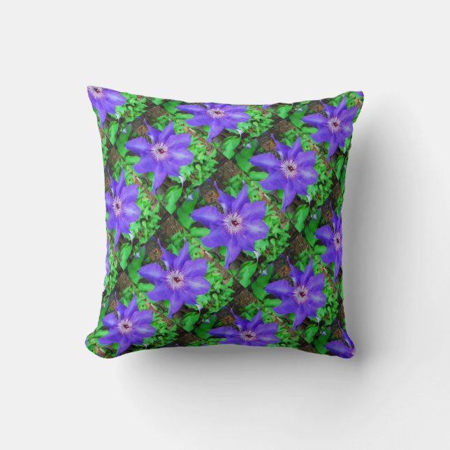 Cojín Decorativo Flor de Clemátide Púrpura (Anverso)