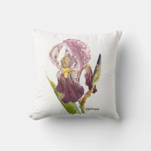 Cojín Decorativo Flor de color Iris morado con barba.