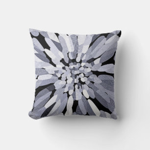 Cojín Decorativo Flor de confeti en blanco y negro
