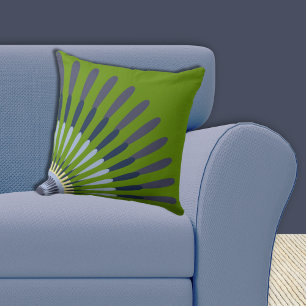 Cojín Decorativo Flor de estrella de cuarto verde y azul étnico