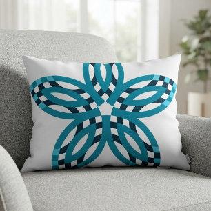 Cojín Decorativo Flor de Estrella Geométrica Azul Verde Moderno Per