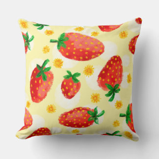 Cojín Decorativo Flor de fresas y marejadas iluminadas con sol