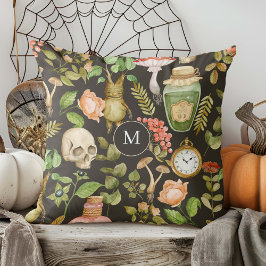 Cojín Decorativo Flor de hongo en planta de cráneo Resumen Hallowee