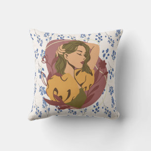 Cojín Decorativo Flor de Ilustracion azul