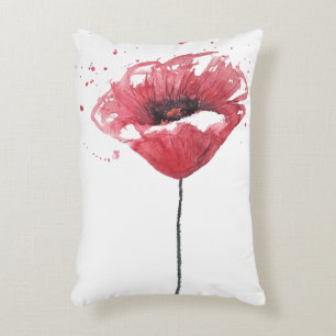 Cojín Decorativo Flor de la amapola, acuarela