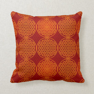 Cojín Decorativo Flor de la vida - modelo del sello - rojo