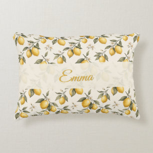 Cojín Decorativo Flor de Limón Vintage – Cítrico Botánico Elegante