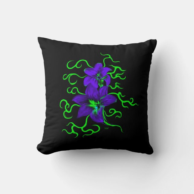 Cojín Decorativo flor de lirio morado (Anverso)