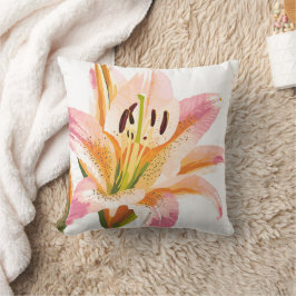 Cojín Decorativo Flor de lirio rosa | Hermosa pintura
