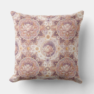 Cojín Decorativo Flor de Loto Espiritual - Patrón de Mandala Floral
