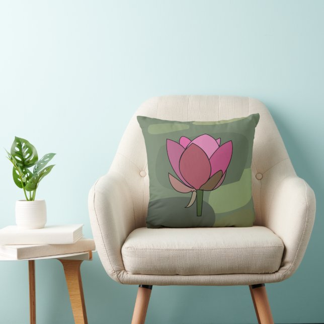 Cojín Decorativo Flor de Loto Rosa  (Silla)