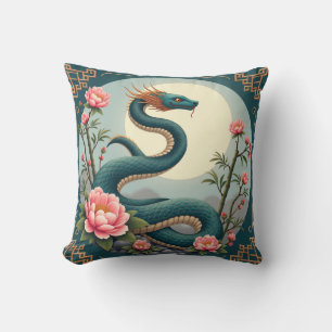 Cojín Decorativo flor de loto Serpiente Azul