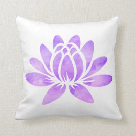 Cojín Decorativo Flor de Lotus púrpura de la acuarela moderna