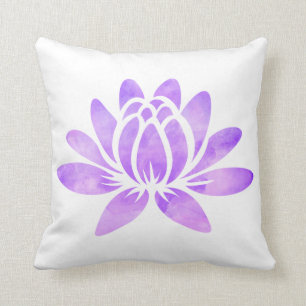 Cojín Decorativo Flor de Lotus púrpura de la acuarela moderna