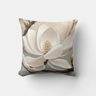 Cojín Decorativo Flor de magnolia blanca grande