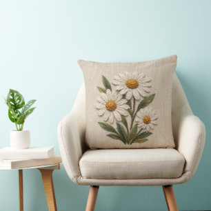 Cojín Decorativo Flor de margarita bordada