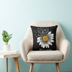 Cojín Decorativo Flor de margarita de amor musical