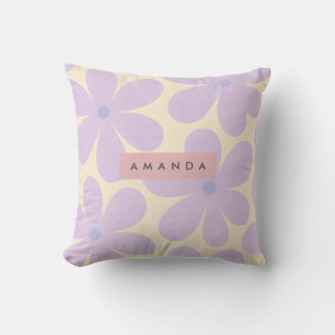 Cojín Decorativo Flor de margarita personalizada de lavanda suave