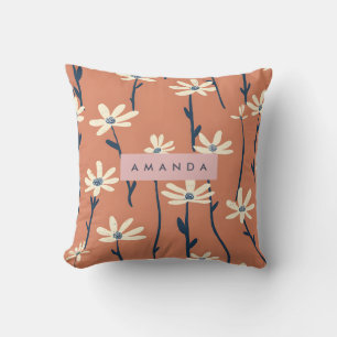 Cojín Decorativo Flor de Margarita Retro Divertida Personalizada