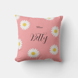 Cojín Decorativo Flor de margarita rosa personalizada 
