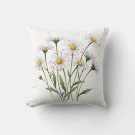 Cojín Decorativo Flor de Margarita Silvestre Acuarela Floral