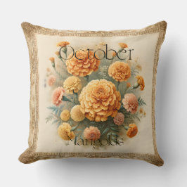 Cojín Decorativo Flor de Marigold de Octubre Decoración de Otoño de