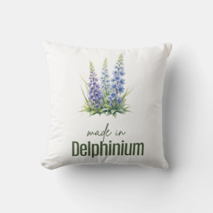 Cojín Decorativo Flor de nacimiento de julio Delphinium plana graci