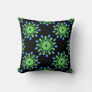 Cojín Decorativo Flor de neón verde y azul