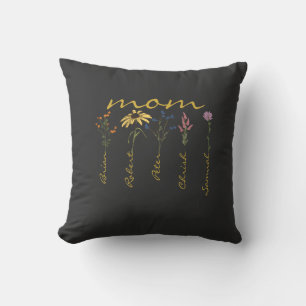 Cojín Decorativo Flor de nombre de niños mama personalizada