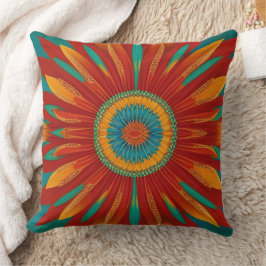 Cojín Decorativo flor de oro rojo naranja azul turquesa de estilo m
