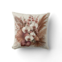 Flor de orquídea blanca rosa moderna y hojas tropi