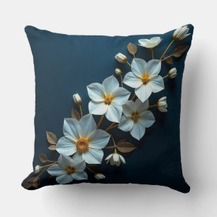 Cojín Decorativo 🌼 Flor de papel blanca para decoración de habitac
