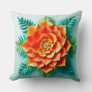 Cojín Decorativo 🌼 Flor de papel naranja amarilla para decoración