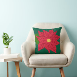 Cojín Decorativo Flor de Pascua de Navidad roja