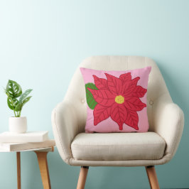 Cojín Decorativo Flor de Pascua roja de Navidad