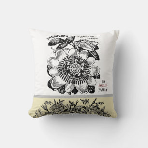 Cojín Decorativo Flor de pasión antigua - Tu elección de texto