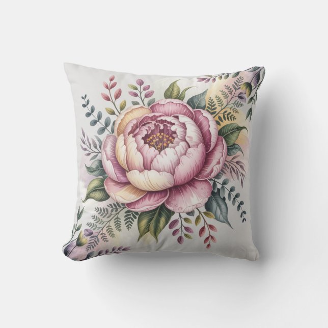 Cojín Decorativo Flor de Peonía (Anverso)