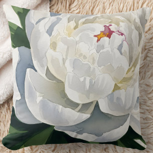 Cojín Decorativo Flor de peonía blanca elegante