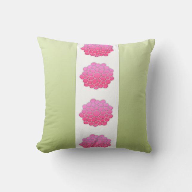 Cojín Decorativo flor de rayas verde claro (Anverso)