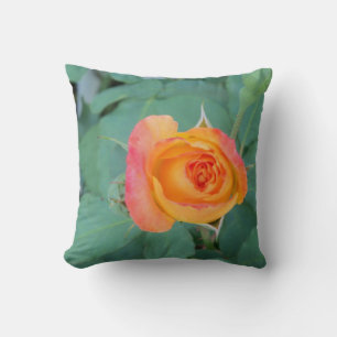 Cojín Decorativo flor de rosa amarilla anaranjada