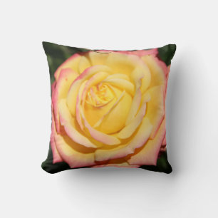 Cojín Decorativo Flor de rosa amarilla caliente rosa