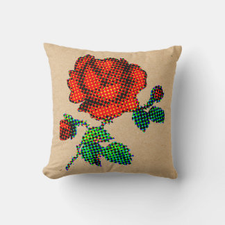Cojín Decorativo Flor de Rosa Semitono en Papel Marrón Arte Refinad