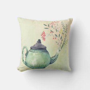 Cojín Decorativo Flor de tetera acuarela