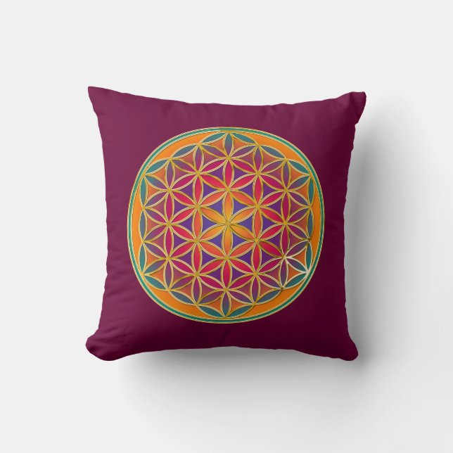 Cojín Decorativo Flor de vida - Estilo de botón 03 (Anverso)