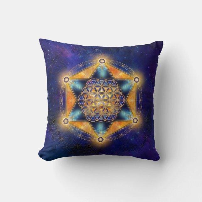 Cojín Decorativo Flor de vida Estrella Merkaba - Geometría sagrada (Anverso)
