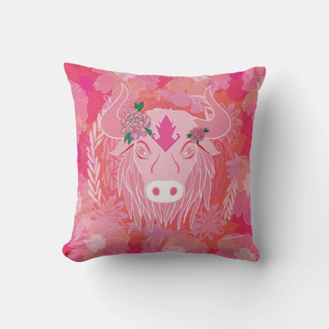 Cojín Decorativo Flor de vida toro (Anverso)