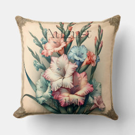 Cojín Decorativo Flor decor vintage Gladiolo Flor de nacimiento de 