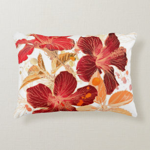 Cojín Decorativo Flor del hibisco - pintura 2 de la acuarela